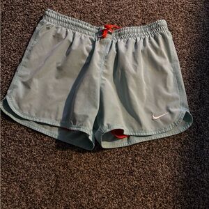 Women's S Nike drifit shorts light blue orange just do it
